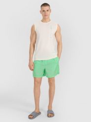 4F Spodenki casual męskie - zielone 3XL. Zielone szorty męskie 4F, bez wzorów, z materiału, casualowe. W wyprzedaży za 29.99 zł.