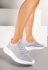 Jasnoszare Buty Sportowe Sneakersy Siateczkowe z Elastyczną Cholewką Alirone. Szare obuwie sportowe damskie Renee, bez wzorów, z jeansu, bez zapięcia. Za 99.99 zł.