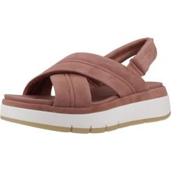 Sandały CLARKS TUSCAN CROSS Rose. Czerwone sandały damskie Clarks, bez wzorów, ze skóry, bez obcasa, bez zapięcia. Za 406.99 zł.