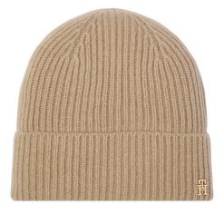 Czapka Tommy Hilfiger. Brązowe czapki damskie Tommy Hilfiger, na zimę, bez wzorów. Za 369.99 zł.