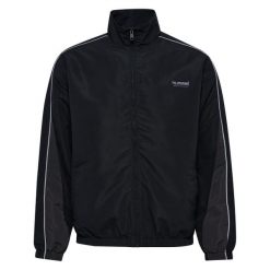 Kurtka z dresu Hummel. Czarne kurtki męskie Hummel, bez wzorów, z dresówki, sportowe, bez kaptura. Za 332.50 zł.