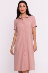 Sukienka koszulowa midi z kołnierzykiem różowa. Czerwone sukienki damskie Sukienki.shop, do pracy, na lato, m, bez wzorów, biznesowe, bez kołnierzyka, bez ramiączek, midi, koszulowe. Za 289.00 zł.