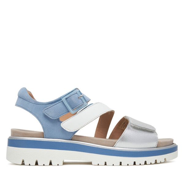 Sandały Ara. Niebieskie sandały damskie Ara, bez wzorów, bez obcasa, na koturnie, bez zapięcia. Za 429.99 zł.