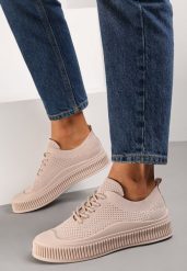 Ciemnobeżowe Trampki Mussia. Brązowe trampki i tenisówki damskie Born2be, bez wzorów, z gumy, bez zapięcia. Za 59.99 zł.