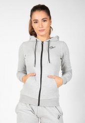 Pixley Bluza z kapturem zapinana na suwak - Szary. Szare bluzy damskie GORILLA WEAR, l, bez wzorów, z bawełny, bez ramiączek, z kapturem. Za 239.00 zł.