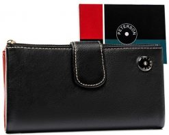 Portfel skórzany Peterson PTN D24-L-MNK czarny. Czarne portfele damskie Peterson, z materiału. Za 81.99 zł.