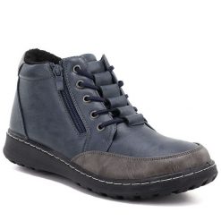 Botki damskie komfortowe granatowe Potocki Z26-90347. Botki damskie POTOCKI, bez wzorów, z materiału, bez obcasa, bez zapięcia. Za 209.99 zł.