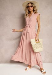 Ciemnoróżowa Sukienka z Paskiem w Talii o Rozkloszowanym Fasonie bez Rękawów Ellasin. Czerwone sukienki damskie Renee, na co dzień, l, bez wzorów, eleganckie, bez kołnierzyka, bez ramiączek, maxi, proste. Za 69.99 zł.