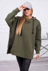 Bluza ocieplana z suwakiem na boku khaki. Brązowe bluzy damskie KESI, l, bez wzorów, z bawełny, bez ramiączek, bez kaptura. Za 250.94 zł.