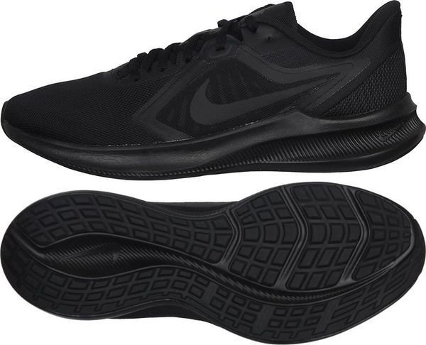 Nike Buty męskie Downshifte 10 czarne r. 40 1/2 (CI9981-002). Czarne buty sportowe męskie Nike, bez wzorów, bez zapięcia. Za 279.00 zł.