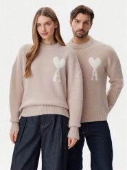 AMI Paris Sweter UKS025.KN0032 Różowy Regular Fit. Czerwone swetry męskie AMI PARIS, m, bez wzorów, z wełny, bez kołnierzyka, bez ramiączek. Za 2,099.00 zł.