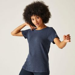 Ballyton damska koszulka. Niebieskie bluzki damskie Regatta, bez wzorów, z materiału, sportowe, bez kołnierzyka, bez ramiączek. W wyprzedaży za 101.10 zł.