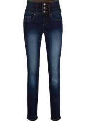 Dżinsy Slim Fit, high waist, shape. Niebieskie jeansy damskie bonprix, bez wzorów, z jeansu, z podwyższonym stanem. Za 144.99 zł.