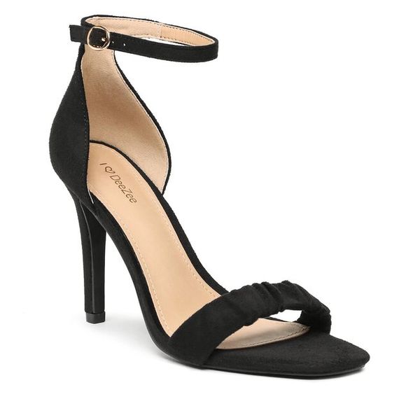 Sandały DeeZee. Czarne sandały damskie DeeZee, bez wzorów, bez obcasa, na szpilce, bez zapięcia. Za 99.99 zł.