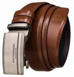 Pasek męski Peterson PTN A006 BROWN brązowy. Brązowe paski męskie Peterson, z jeansu. Za 79.99 zł.