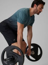 4F Koszulka treningowa regular szybkoschnąca męska - turkusowa XL. Niebieskie t-shirty męskie 4F, m, bez wzorów, z materiału, bez kołnierzyka, bez ramiączek. Za 129.99 zł.