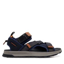 Sandały Clarks. Niebieskie sandały męskie Clarks, bez wzorów, bez zapięcia. Za 289.99 zł.