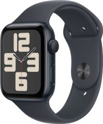 Smartwatch Apple Watch SE GPS 44mm Midnight Alu Sport S/M Czarny (MXEJ3QN/A). Czarne zegarki smartwatch Apple, bez wzorów. Za 1,486.91 zł.