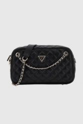GUESS Czarna kopertówka damska Giully. Czarne torebki do ręki damskie Guess, z aplikacjami, ze skóry ekologicznej, bez dodatków. W wyprzedaży za 489.99 zł.