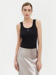 PINKO Top 100807 A2C1 Czarny Regular Fit. Czarne topy damskie Pinko, s, bez wzorów, z bawełny, bez kołnierzyka, bez ramiączek. Za 229.99 zł.