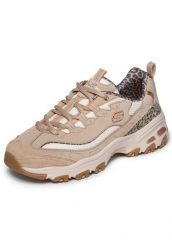 Buty SKECHERS 150877S D LITES WILD CHARM Jasnobrązowy. Brązowe obuwie trekkingowe damskie Skechers, z materiału, bez zapięcia. Za 323.99 zł.