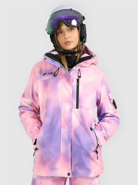 4F Kurtka snowboardowa membrana 15000 damska - multikolor L. Brązowe kurtki sportowe damskie 4F, na zimę, l, bez wzorów, z materiału, bez ramiączek, bez kaptura, narciarskie. Za 699.99 zł.