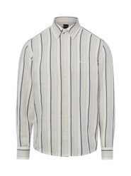 BOSS Orange koszula casual z lnem - Ricoplus Mężczyźni Regular Fit Bawełna szary, XXL. Pomarańczowe koszule męskie BOSS Orange, m, bez wzorów, z bawełny, casualowe, bez kołnierzyka, bez ramiączek. Za 329.95 zł.