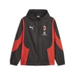 Męska tkana przedmeczowa kurtka piłkarska A.C Milan PUMA Black For All Time Red. Czarne kurtki męskie Puma, m, bez wzorów, sportowe, bez kaptura. W wyprzedaży za 276.80 zł.
