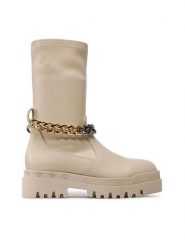 Badura Botki 3040-1 Beżowy. Brązowe botki damskie Badura, bez wzorów, ze skóry, bez obcasa, na płaskiej podeszwie, bez zapięcia. Za 449.99 zł.