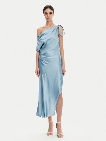 PINKO Sukienka koktajlowa 104986 A2GZ Błękitny Regular Fit. Niebieskie sukienki damskie Pinko, bez wzorów, z wiskozy, wizytowe, bez kołnierzyka, bez ramiączek. Za 789.99 zł.