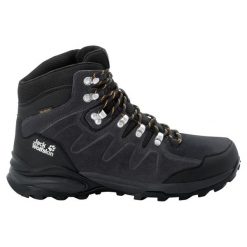 Buty trekkingowe męskie Jack Wolfskin Refugio Texapore Mid. Czarne trekkingi męskie Jack Wolfskin, z materiału, za kostkę, bez zapięcia. Za 429.99 zł.