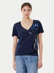 Desigual T-Shirt Dumas 25WWTK28 Granatowy Regular Fit. Niebieskie t-shirty damskie Desigual, l, bez wzorów, z bawełny, bez kołnierzyka, bez ramiączek. Za 169.99 zł.