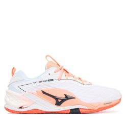 Buty halowe Mizuno. Białe buty sportowe męskie Mizuno, bez wzorów, bez zapięcia, mizuno wave. Za 709.99 zł.