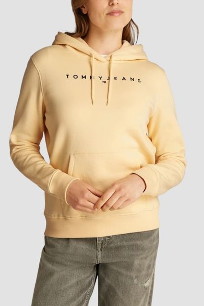 TOMMY JEANS Żółta damska bluza z kapturem, Rozmiar S. Żółte bluzy damskie Tommy Jeans, s, bez wzorów, z jeansu, bez ramiączek, z kapturem. W wyprzedaży za 199.99 zł.