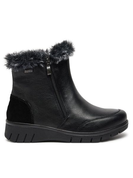 Caprice Botki 9-26408-43 Czarny. Czarne botki damskie Caprice, bez wzorów, ze skóry, bez obcasa, na płaskiej podeszwie, bez zapięcia. Za 283.99 zł.