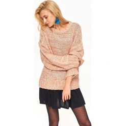 SWETER DAMSKI, MELANŻOWY. Brązowe swetry nierozpinane damskie TROLL, na jesień, s, bez wzorów, bez kołnierzyka, bez ramiączek. W wyprzedaży za 39.99 zł.