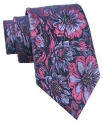 Krawat Męski - Chattier - Odcienie Fioletu i Różu, Duże Kwiaty. Czerwone krawaty i muchy Chattier, bez wzorów, z tkaniny, eleganckie. Za 49.00 zł.