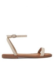 DeeZee Sandały MT0076-25S02 Écru. Sandały damskie DeeZee, bez wzorów, ze skóry, bez obcasa, na płaskiej podeszwie, bez zapięcia. Za 89.99 zł.