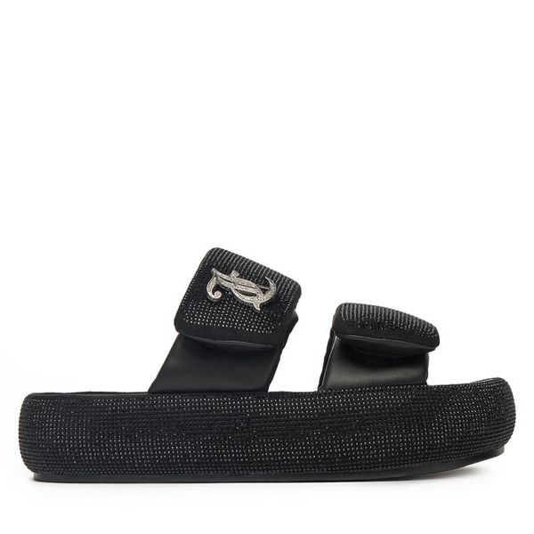 Klapki Juicy Couture. Czarne klapki damskie Juicy Couture, bez wzorów, bez obcasa, bez zapięcia. Za 249.99 zł.