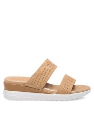 Clara Barson Klapki WYL05010-12 Beżowy. Brązowe klapki damskie Clara Barson, bez wzorów, z syntetyku, bez obcasa, bez zapięcia. Za 44.99 zł.