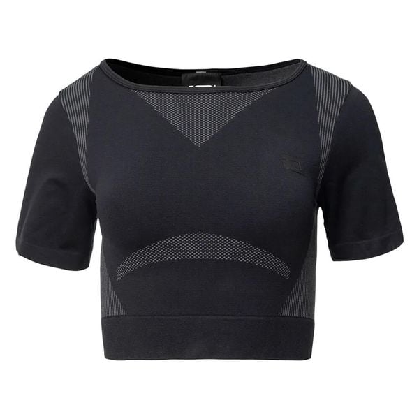 T-shirt Damski Cropped Ingel. Czarne t-shirty damskie IQ, bez wzorów, sportowe, bez kołnierzyka, bez ramiączek. Za 115.99 zł.