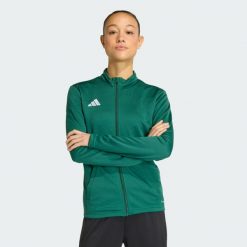 Bluza Entrada26 Track Jacket. Niebieskie bluzy damskie Adidas, xl, z aplikacjami, z dresówki, klasyczne, bez ramiączek, z kapturem. Za 121.99 zł.