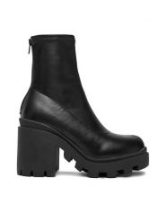 DeeZee Botki ZB362-2 Czarny. Czarne botki damskie DeeZee, bez wzorów, z materiału, bez obcasa, na słupku, bez zapięcia. Za 179.99 zł.