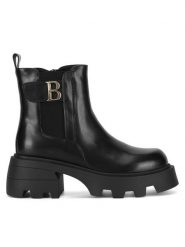 Badura Botki WFA3150-1Z Czarny. Czarne botki damskie Badura, bez wzorów, ze skóry, bez obcasa, na słupku, bez zapięcia. Za 379.99 zł.