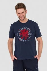 AERONAUTICA MILITARE Granatowy t-shirt M.C. Niebieskie t-shirty męskie Aeronautica Militare, l, bez wzorów, bez kołnierzyka, bez ramiączek. W wyprzedaży za 209.99 zł.