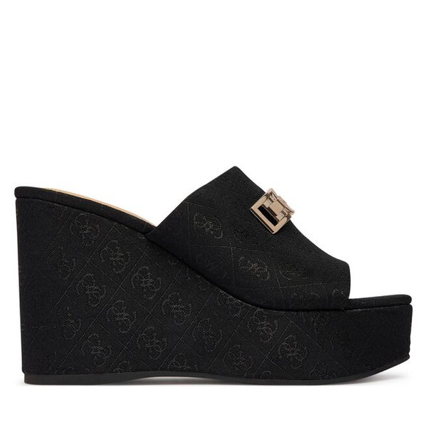 Klapki Guess. Czarne klapki damskie Guess, z aplikacjami, bez obcasa, bez zapięcia. Za 549.99 zł.