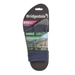 Skarpety turystyczne Bridgedale Hike Ultra Lt T2 Merino P Crew. Niebieskie skarpetki damskie Bridgedale, bez wzorów, z wełny. Za 86.99 zł.