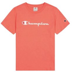 T-shirt Damski Z Bawełny Z Krótkim Rękawem. Fioletowe t-shirty damskie Champion, s, bez wzorów, z bawełny, sportowe, bez kołnierzyka, bez ramiączek. Za 147.99 zł.