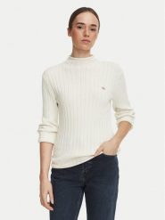 Calvin Klein Jeans Sweter LV047H304G Kremowy Regular Fit. Białe swetry nierozpinane damskie Calvin Klein Jeans, m, bez wzorów, z bawełny, bez kołnierzyka, bez ramiączek. Za 409.99 zł.