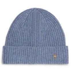 Czapka Tommy Hilfiger. Niebieskie czapki damskie Tommy Hilfiger, na zimę, bez wzorów. Za 329.99 zł.